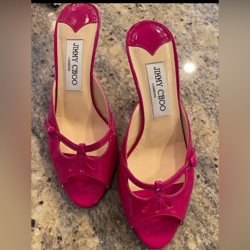 Jimmy Choo Pink Peep-Toe Heels